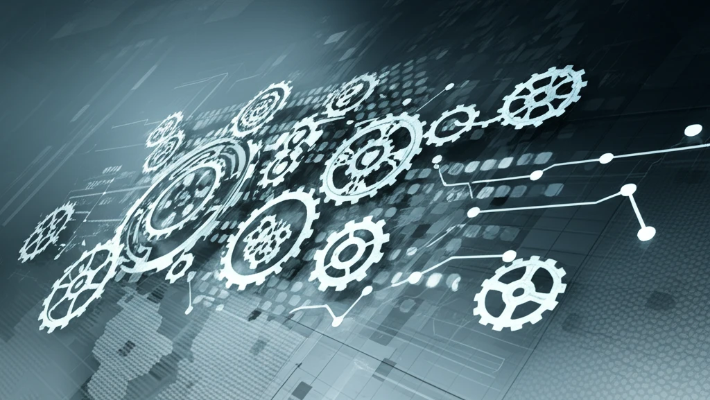 Complex gears symbolizing healthcare systems, some misaligned.