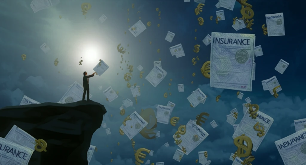 Insurance safety net catching people falling from poverty.