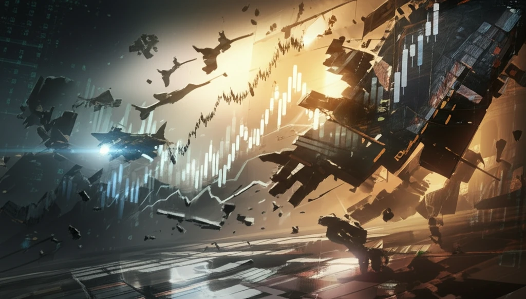 Surreal market landscape depicting the shrinkage-based portfolio selection.