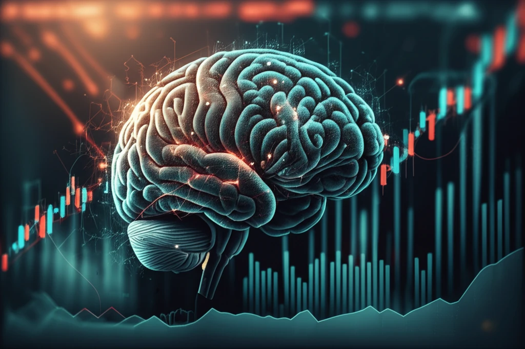 AI brain analyzing stock market data for dynamic hedging.