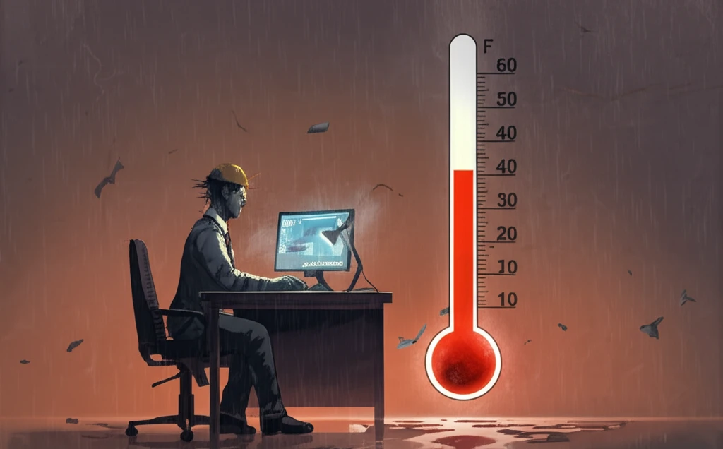 Image symbolizing the impact of rising temperatures on the workplace.