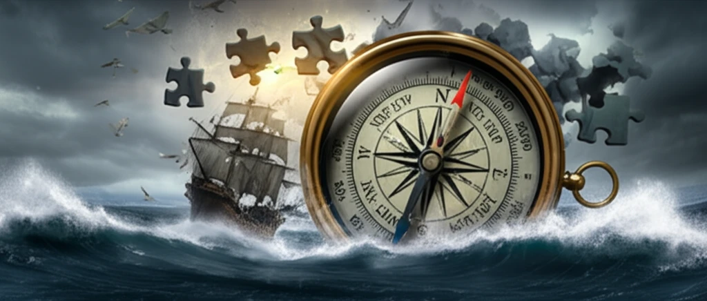 A ship navigating a stormy sea, representing SME restructuring challenges and leadership direction.