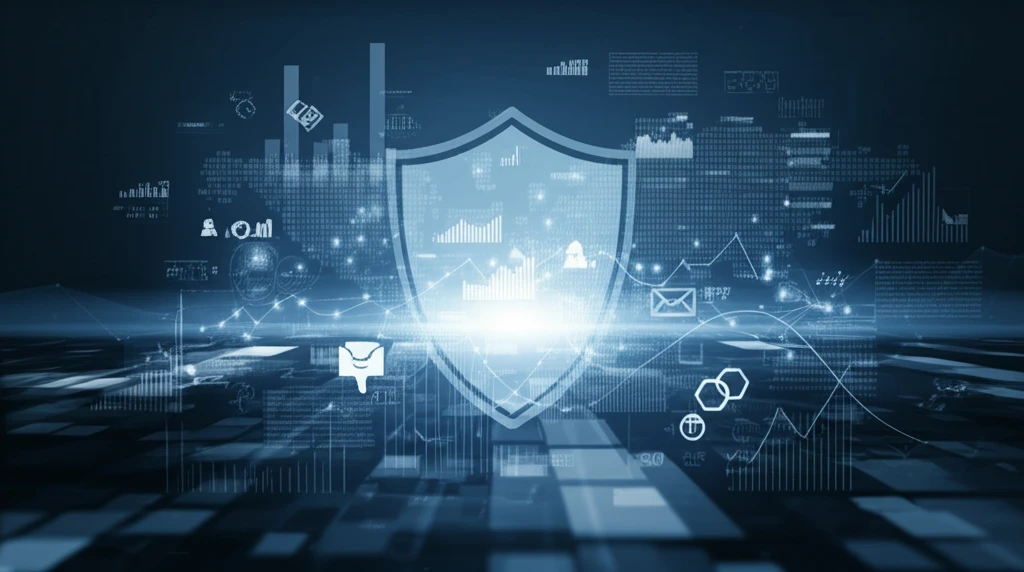 Surreal financial landscape with derivatives contracts protecting an investment portfolio.
