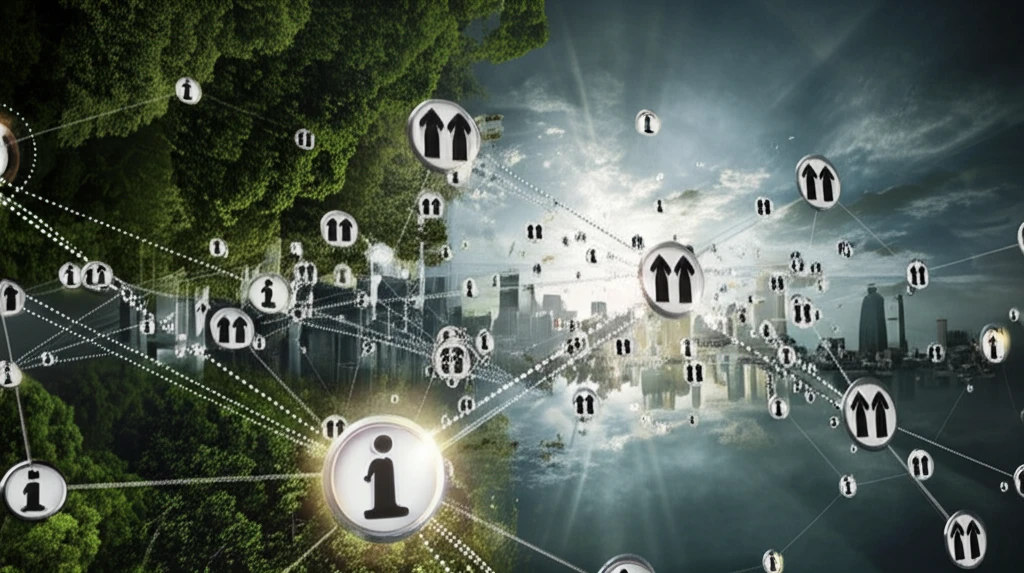 Surreal illustration of interconnected nodes symbolizing social learning and misinformation.