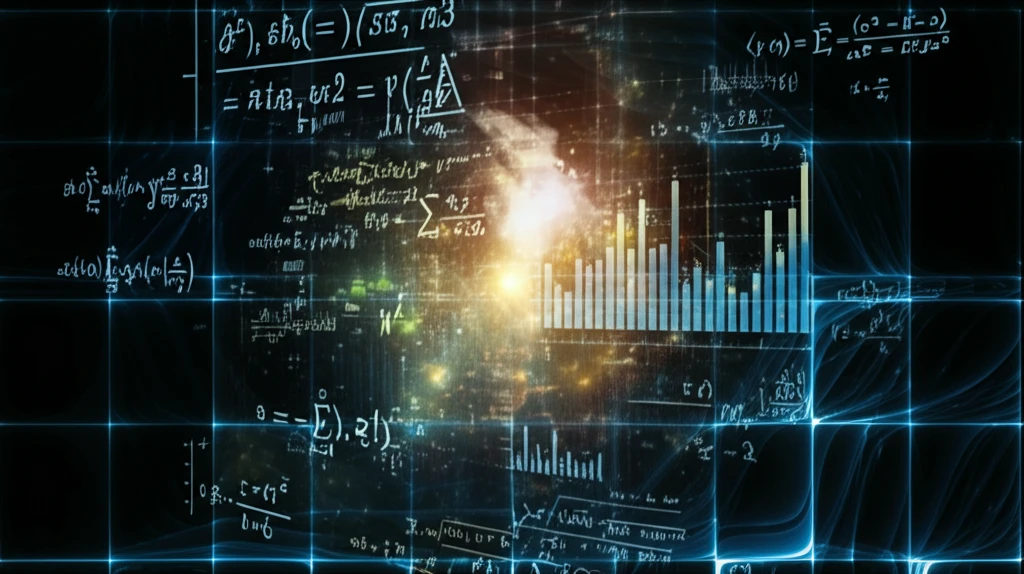 Abstract representation of statistical arbitrage blending financial data and mathematical concepts.