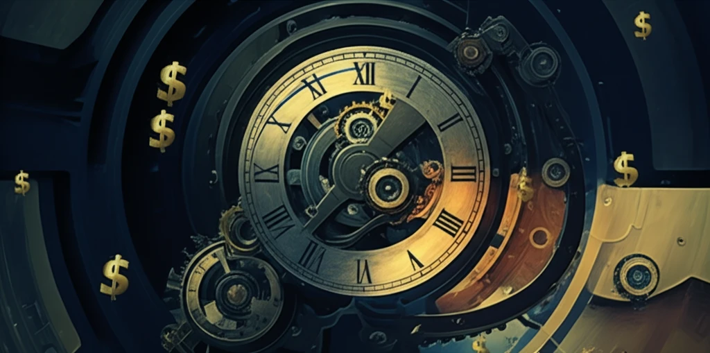 Intertwined gears and clocks symbolize option pricing factors.