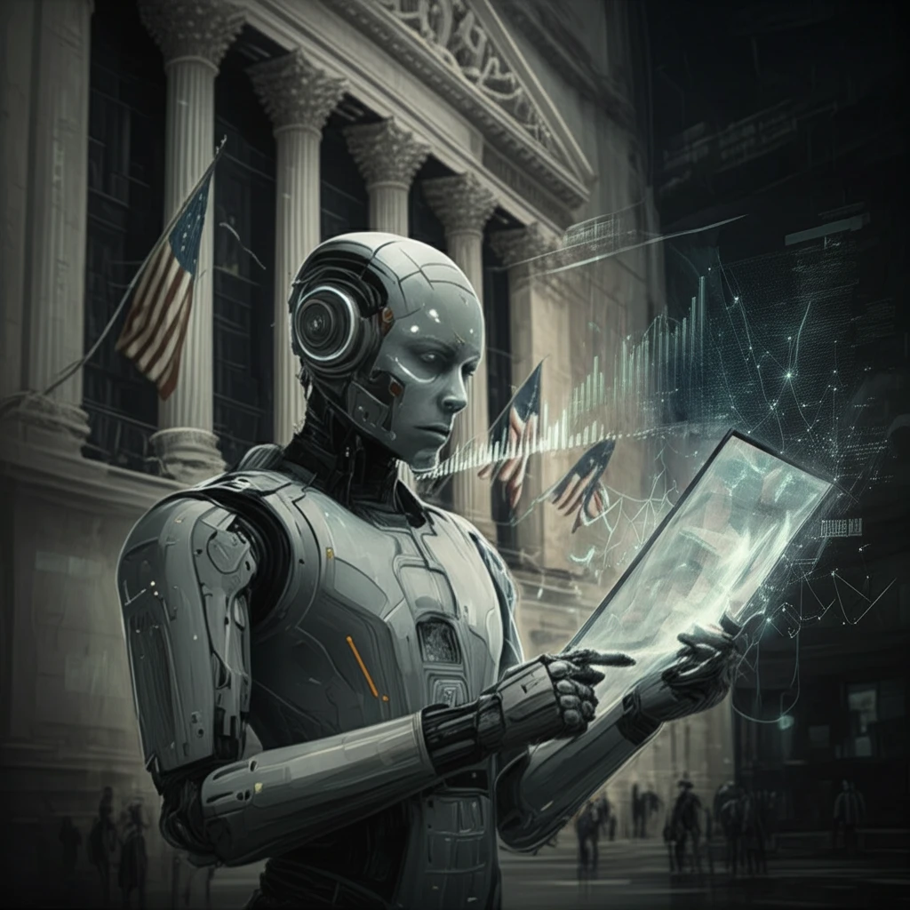AI robot analyzing financial charts
