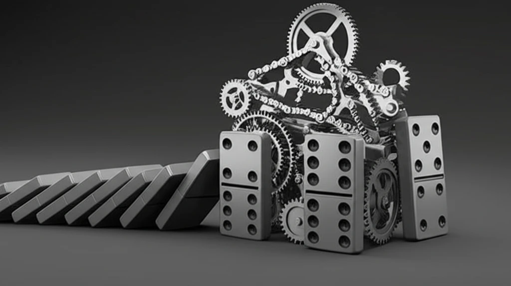 Dominoes representing inequity lead to a complex structure of systemic discrimination.