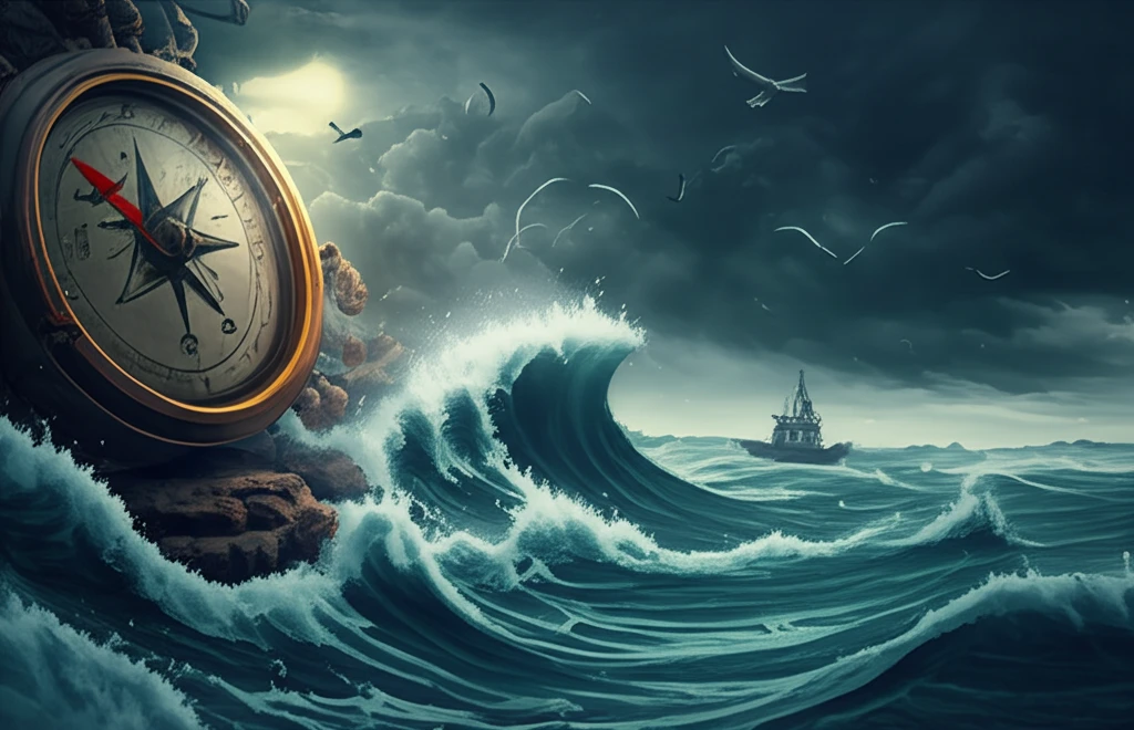 Navigating market volatility like a ship on stormy seas.