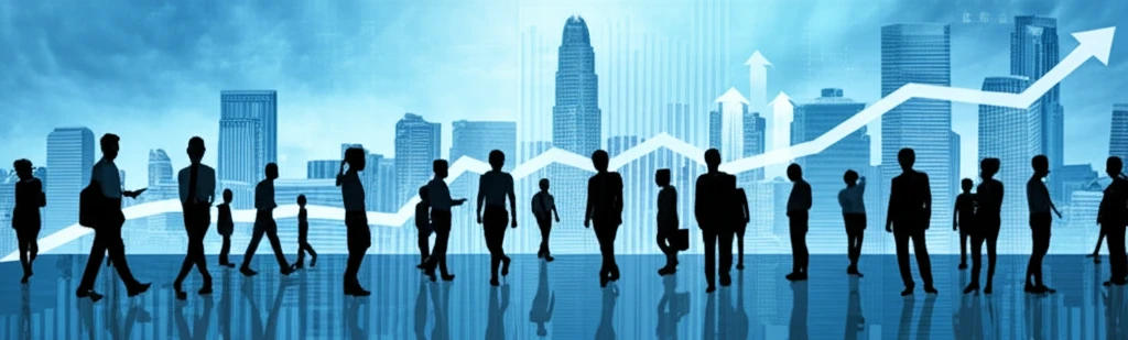 Diverse people walking towards a city, symbolizing immigration's economic impact