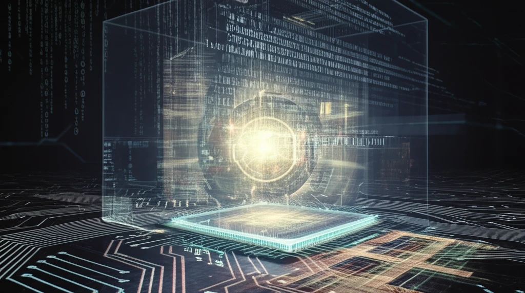 Quantum computer analyzing credit scores.