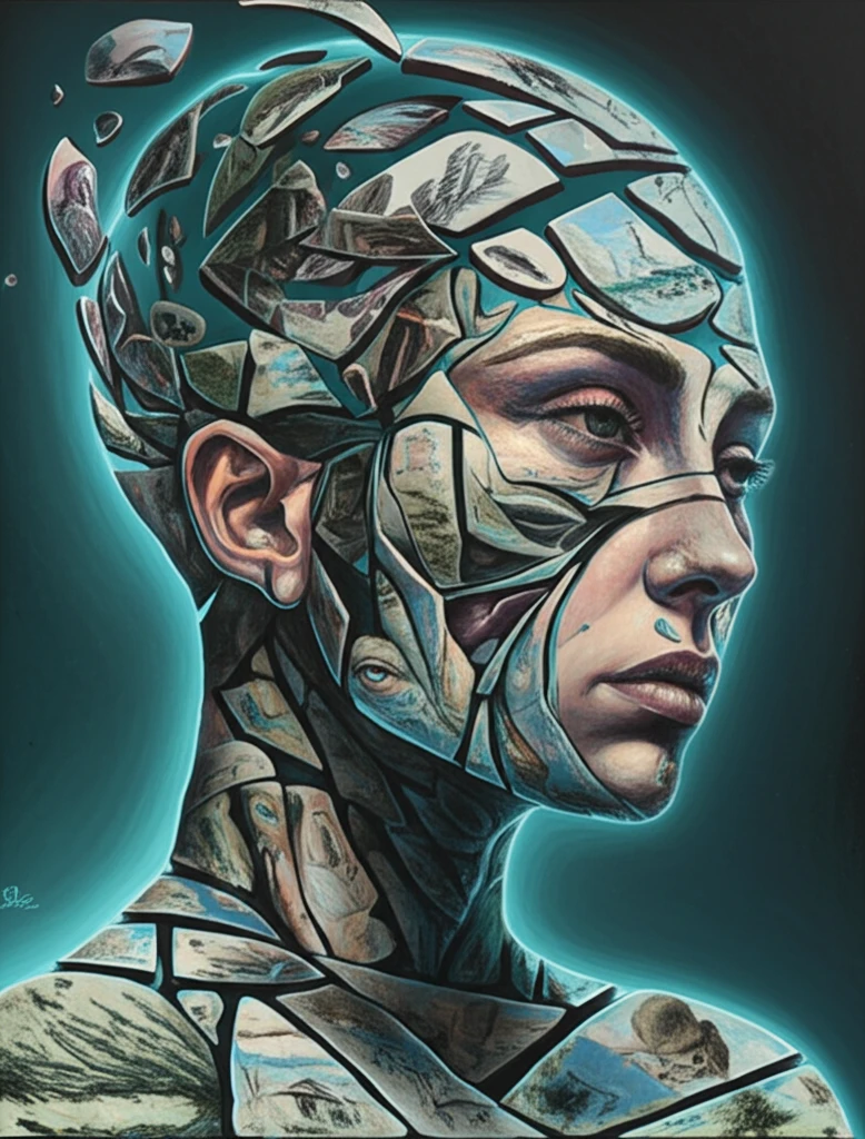 Distorted mirrors reflecting fragmented images, symbolizing cognitive biases.