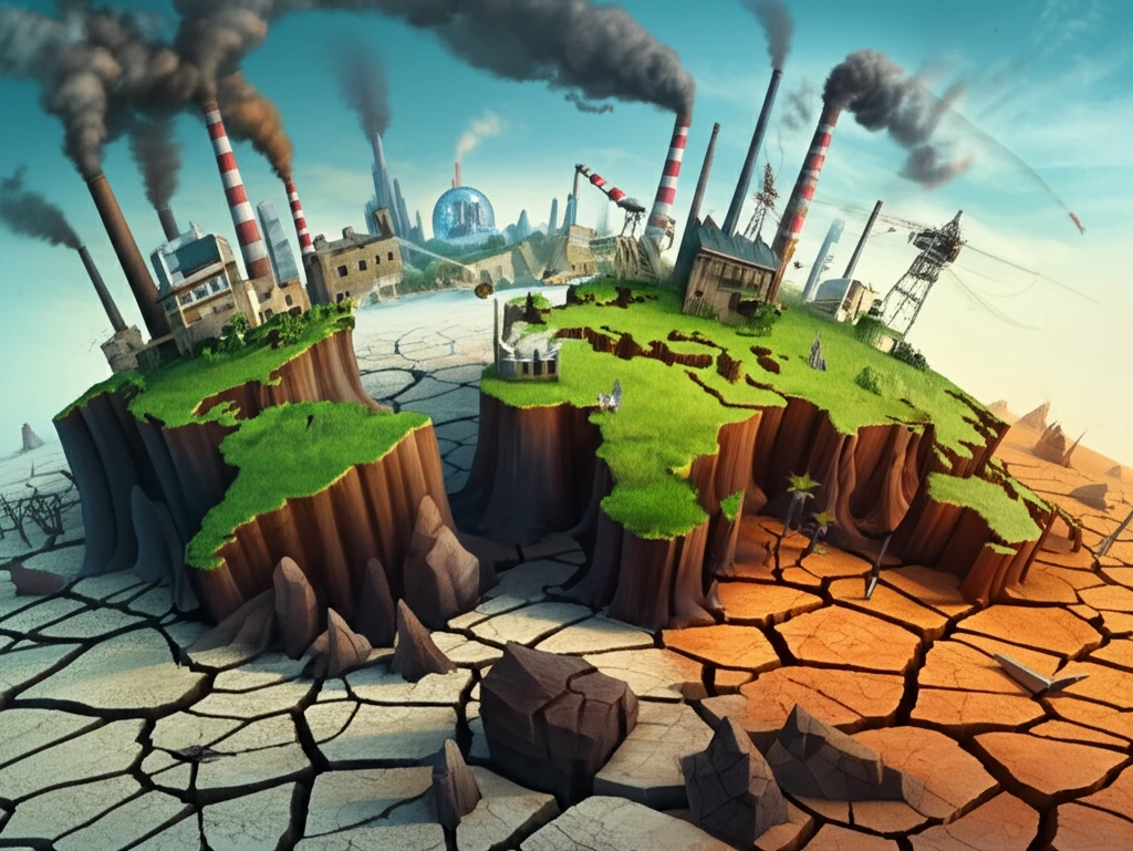A surreal world map illustrating the economic divergence between Europe and other continents.