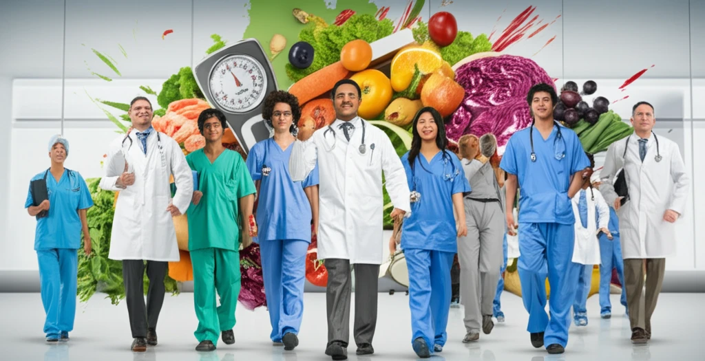 Hospital employees celebrating weight loss success, symbolizing a journey towards a healthier lifestyle.