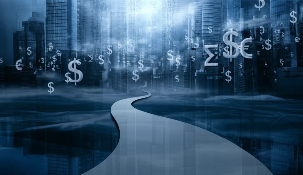 Abstract illustration of a path through a financial district, symbolizing rough path theory's impact.