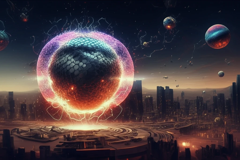 Core-shell particle emitting a protective energy field against microwave radiation