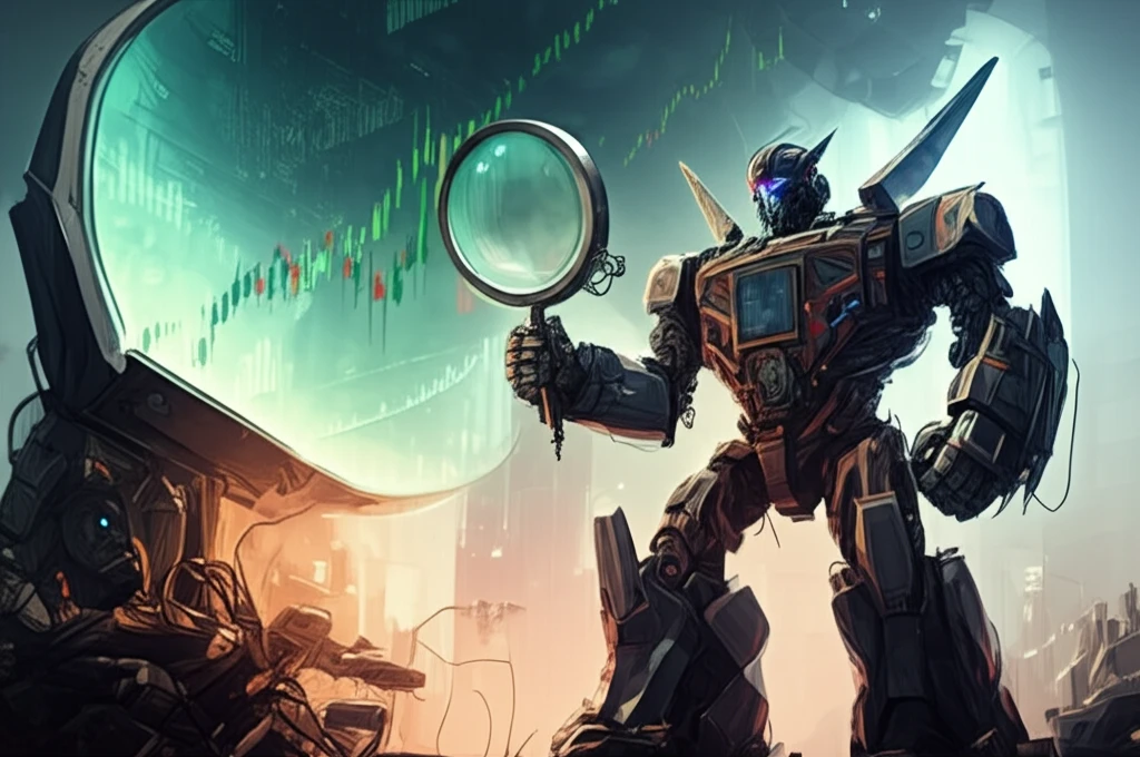 AI Transformer Robot Analyzing Stock Charts