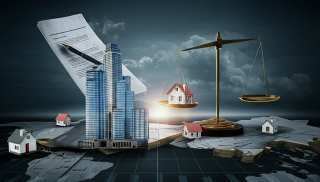 Scales of justice showing imbalance between corporate power and local communities in bankruptcy court.