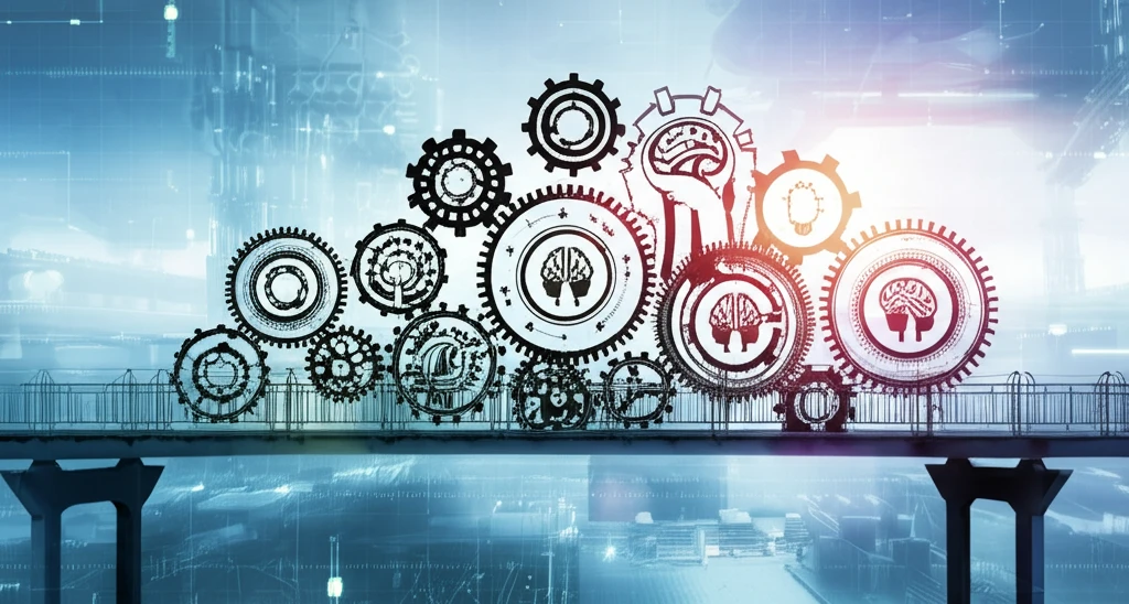 Bridge connecting gears and brains, symbolizing structural capability.