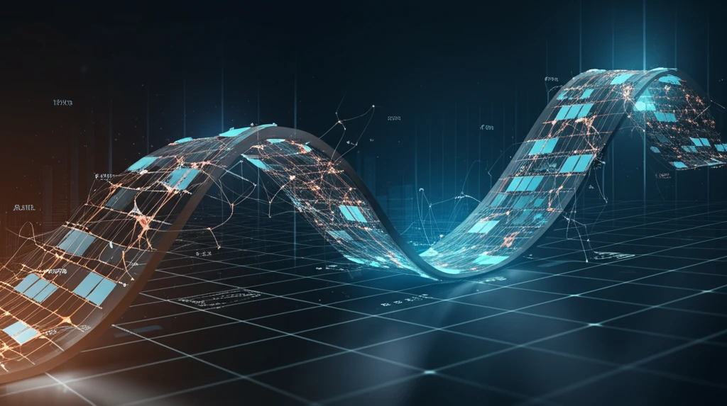 Surreal illustration of a stock market graph bending into a Mobius strip, symbolizing the challenge of financial modeling.