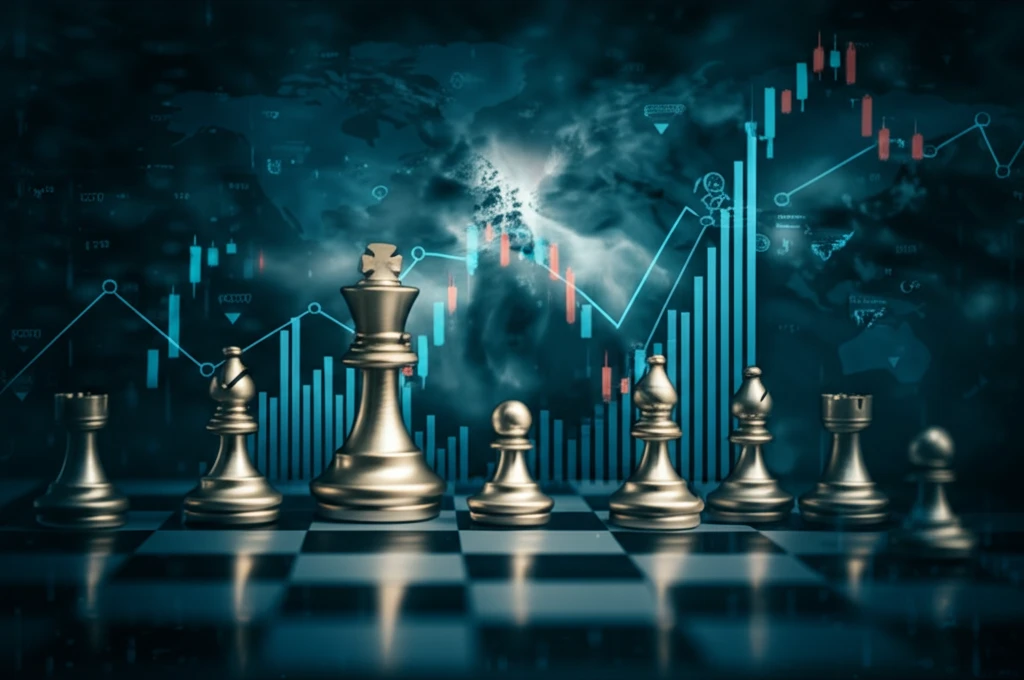 Chess game on a financial market chart