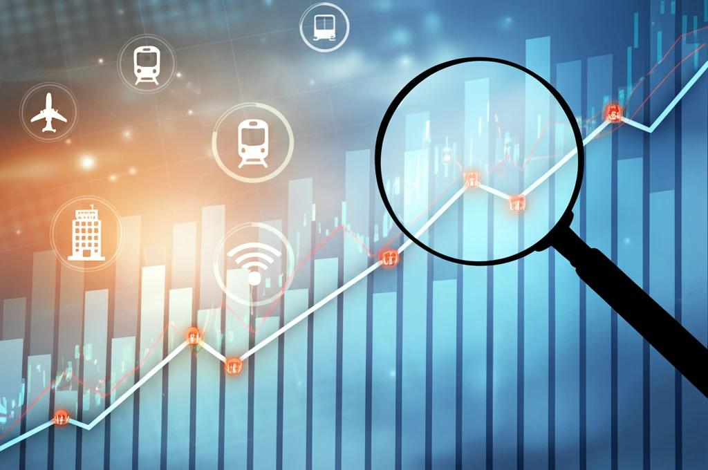Revenue management graph showing gains and losses.