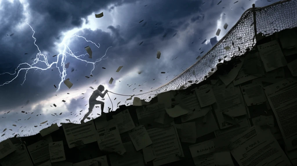 Illustration of a person struggling with medical debt.