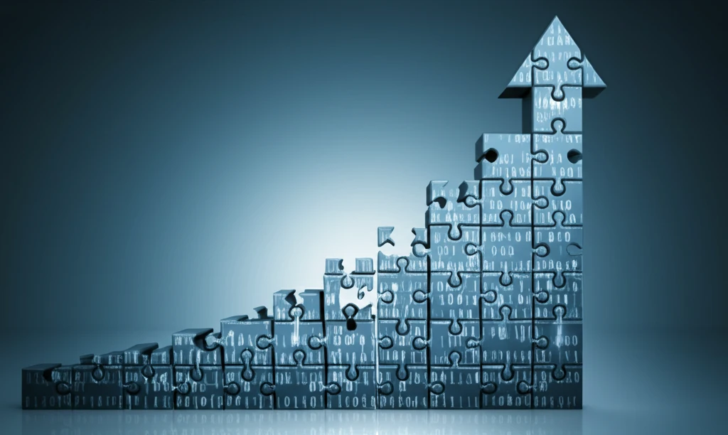 Data puzzle forming a growth graph