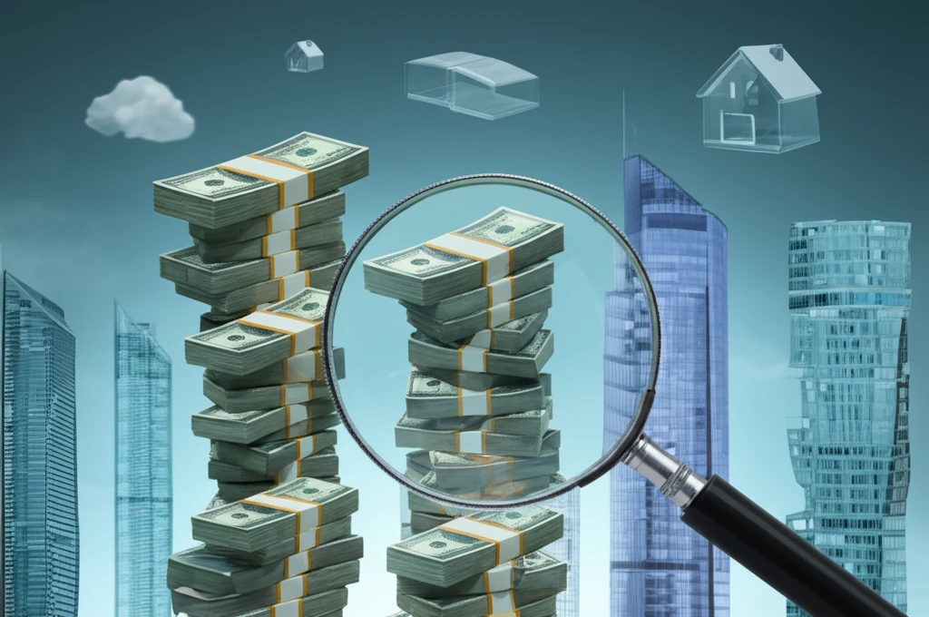 City skyline with money buildings representing high housing costs
