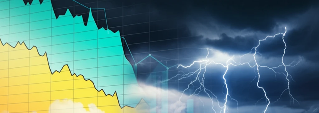 Stock market chart transforming into a weather map