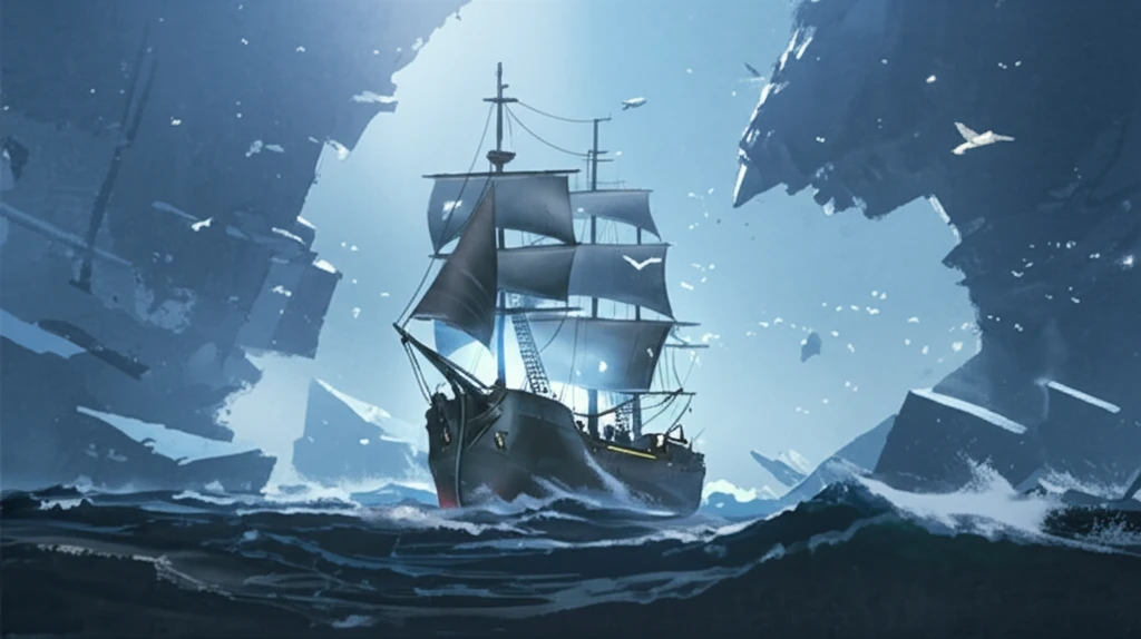 A ship navigating dangerous financial waters, symbolizing wrong-way risk.