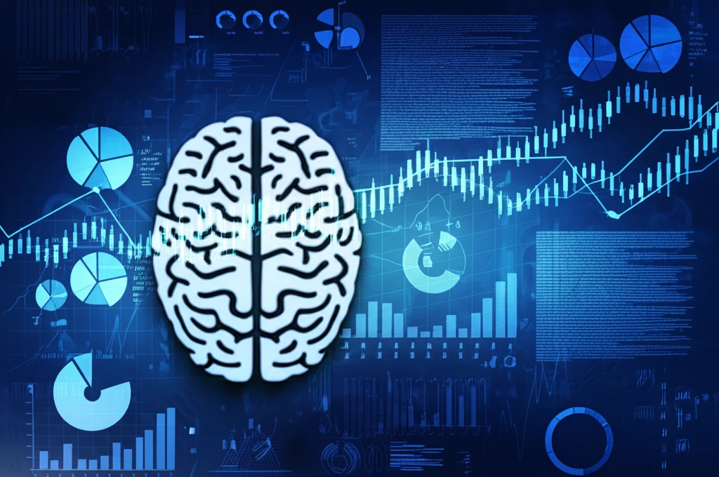 Brain with financial charts illustrating behavioral finance.