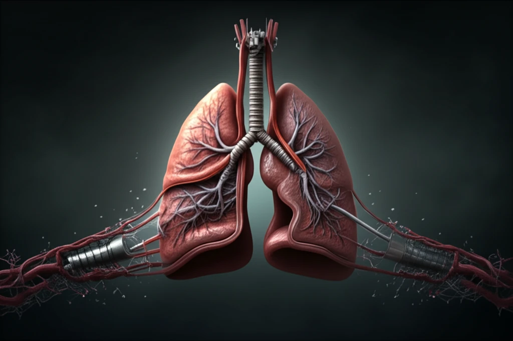 Illustration of constricted and relaxed lungs representing vasopressor effects.