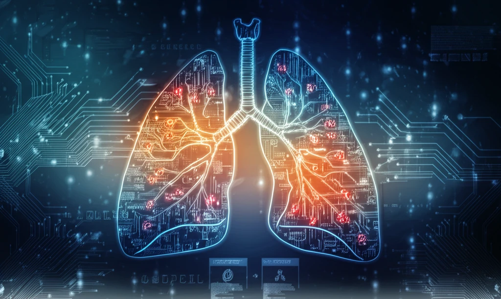 Symbolic illustration of the convergence of medical imaging and personalized cancer treatment in mesothelioma.