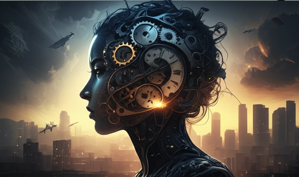 Surreal illustration of internal body clock influencing daily life and addiction recovery