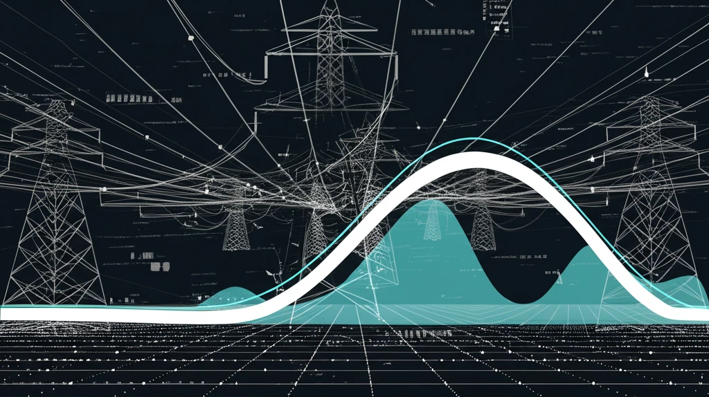Electricity grid with data curve showing forecasting accuracy.