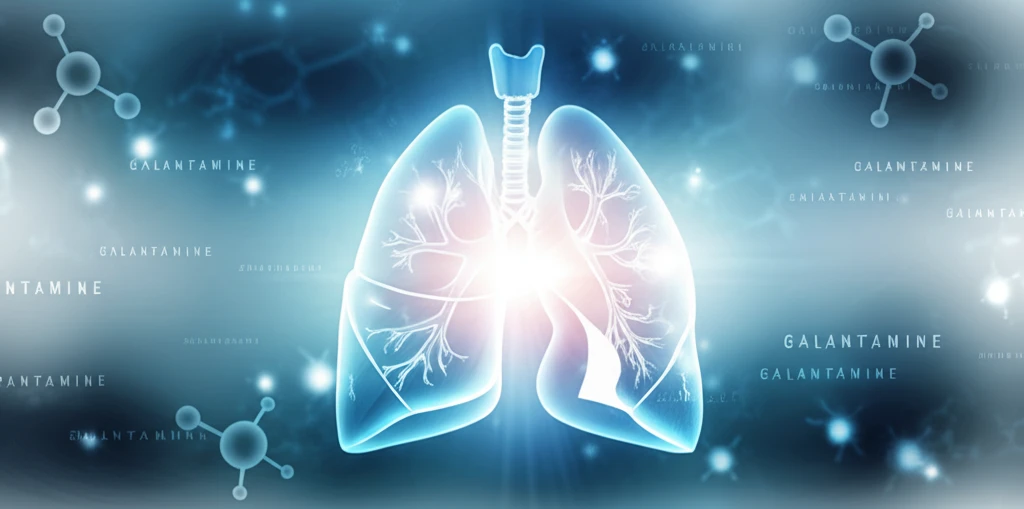 Illustration of lungs protected by galantamine