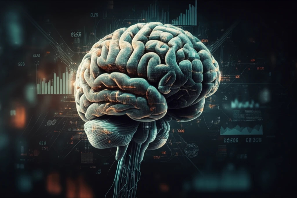 AI brain analyzing financial charts.