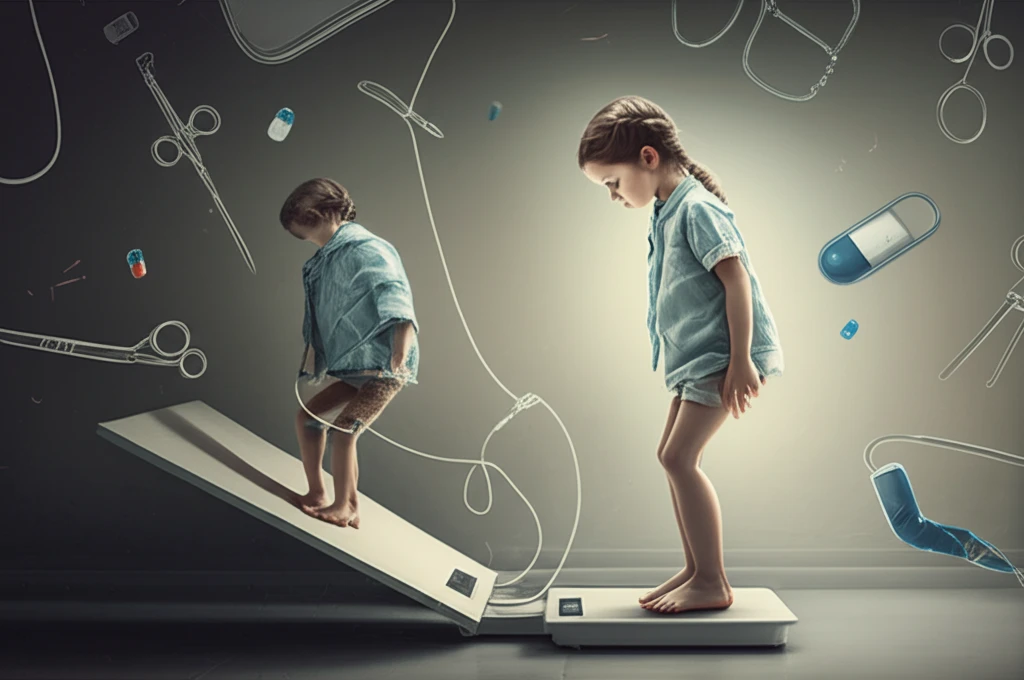 A child balanced on a BMI scale, symbolizing balanced sedation.