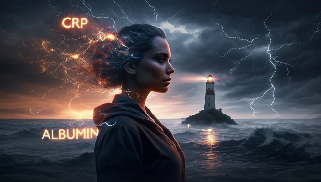 Symbolic illustration of a woman navigating cervical cancer relapse, guided by biomarkers and personalized treatment.