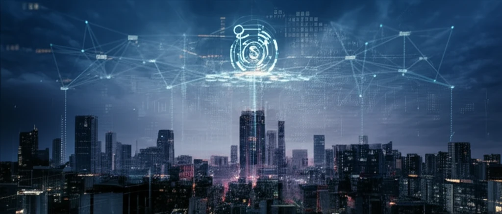 Futuristic cityscape representing financial markets with interconnected nodes symbolizing the MLSA algorithm.
