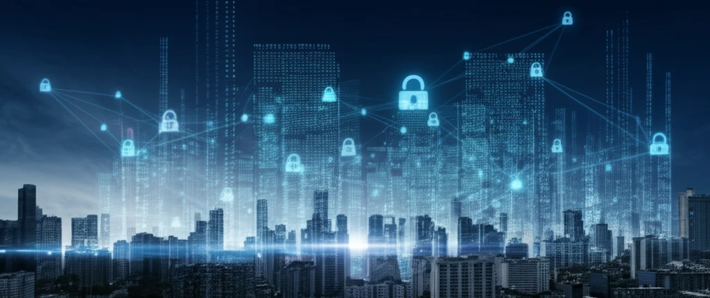 Surreal illustration of Tensor Neural Networks transforming the financial district with AI.