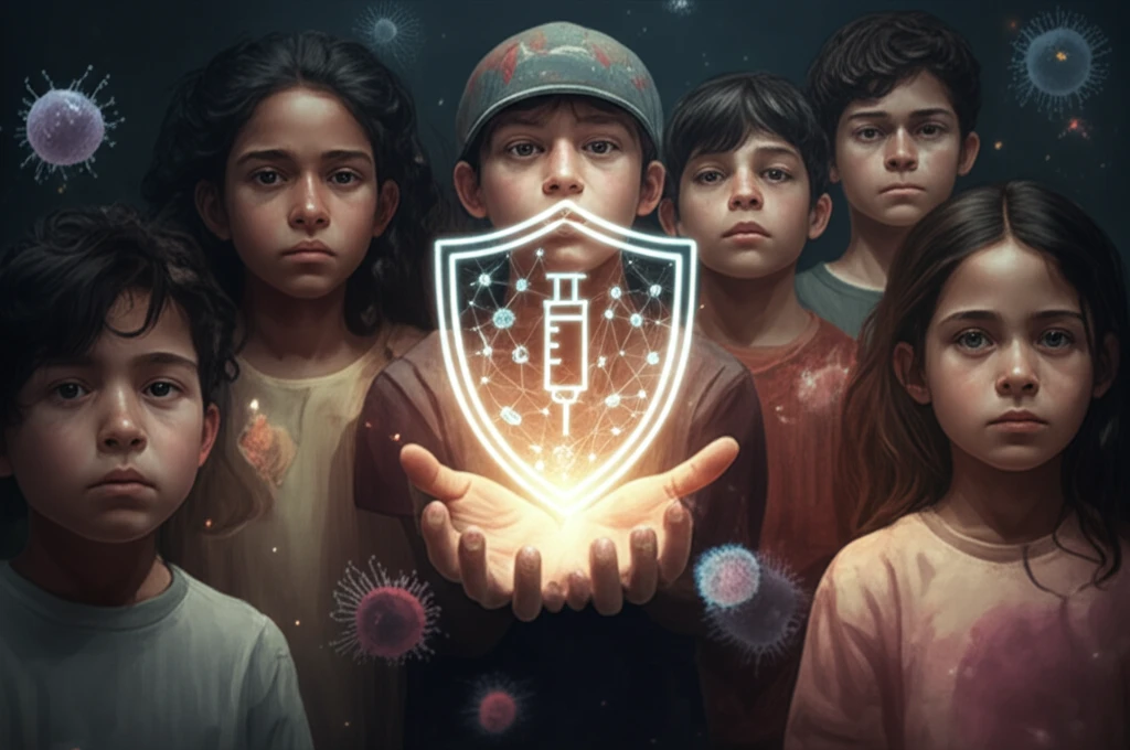 Illustration depicting the concept of herd immunity through vaccination.