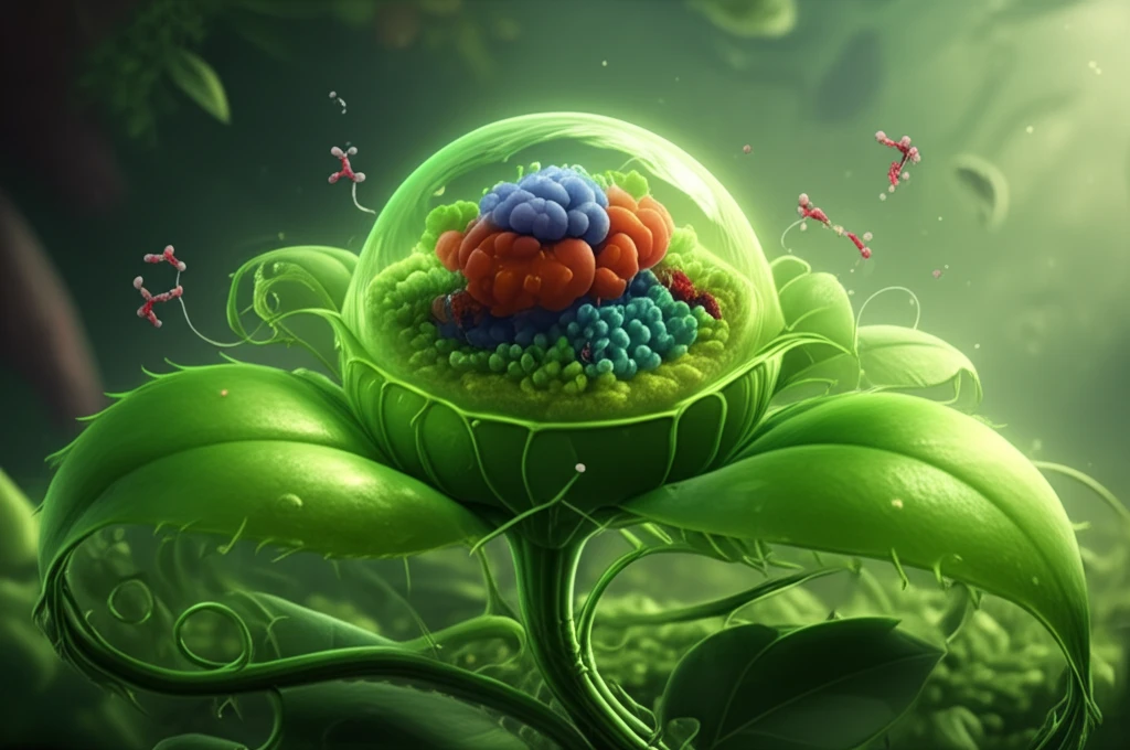 Illustration of redox control regulating chlorophyll production in a plant cell