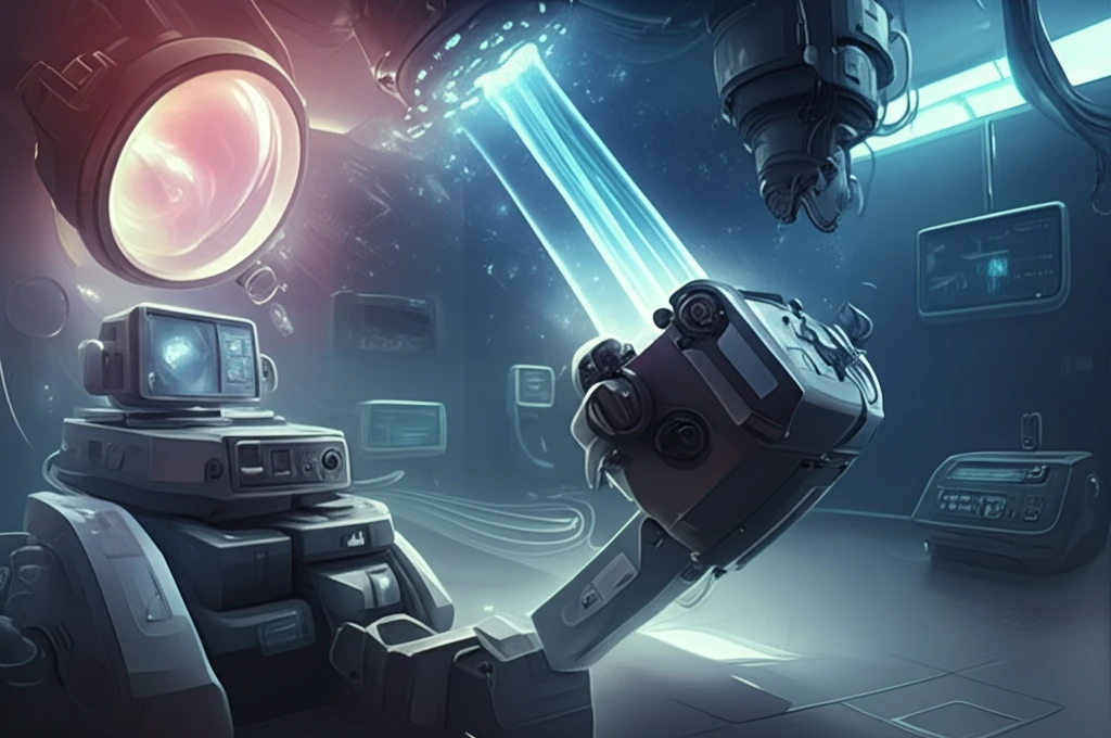 Futuristic endoscopy suite featuring forward-oblique view echoendoscope in action.