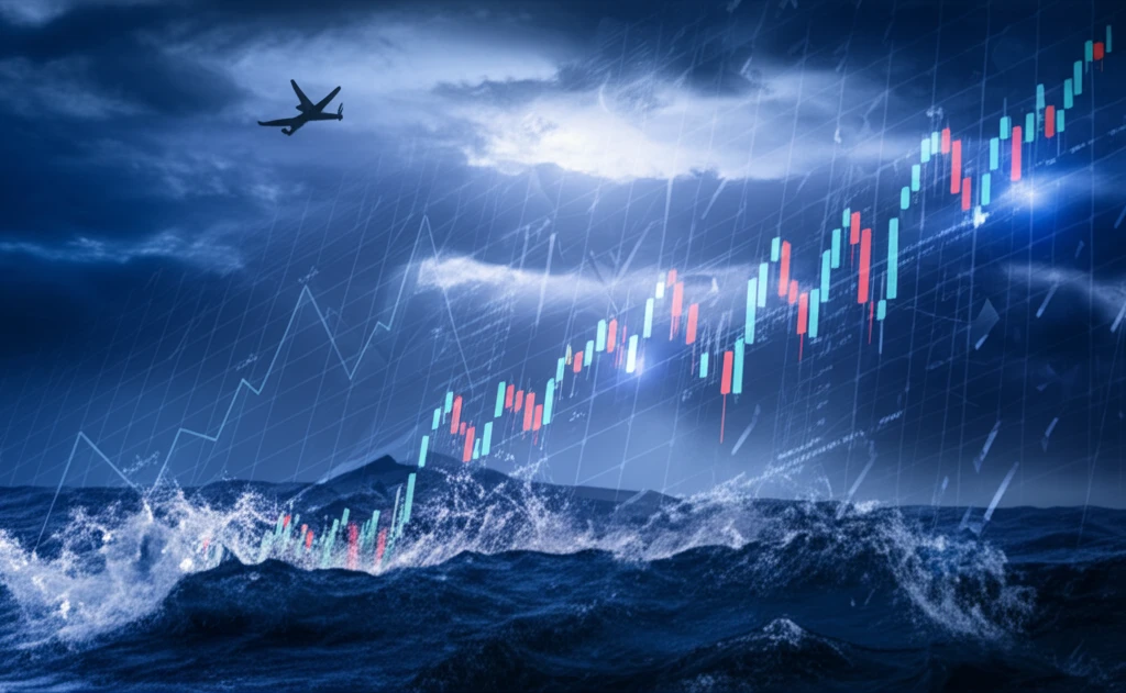 Dynamic financial market landscape symbolizing risk management.