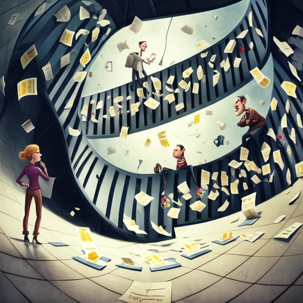 Surreal illustration of a voting booth as a Mobius strip, representing paradoxes in ranked-choice voting.