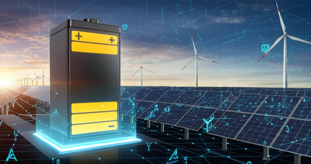 Energy storage balancing renewable energy with digital grid overlay