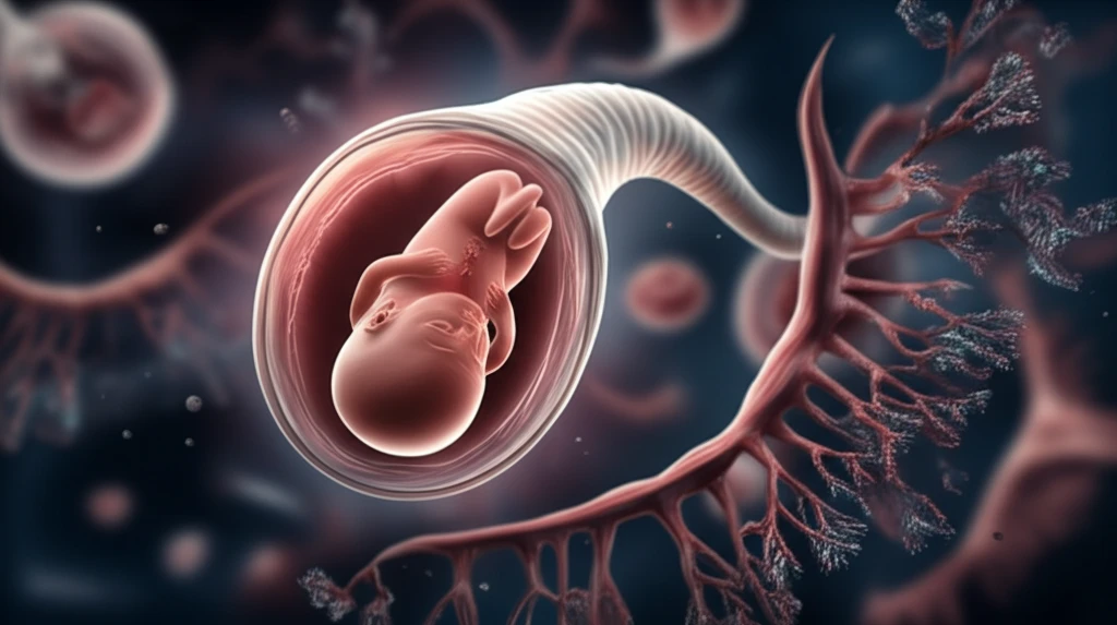 Illustration of a rudimentary horn pregnancy.