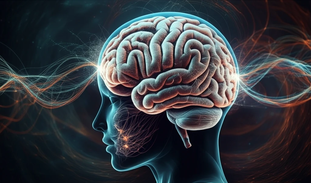 Brain entangled in social media network, symbolizing information overload.